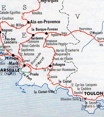carte des lignes de la région en 1964