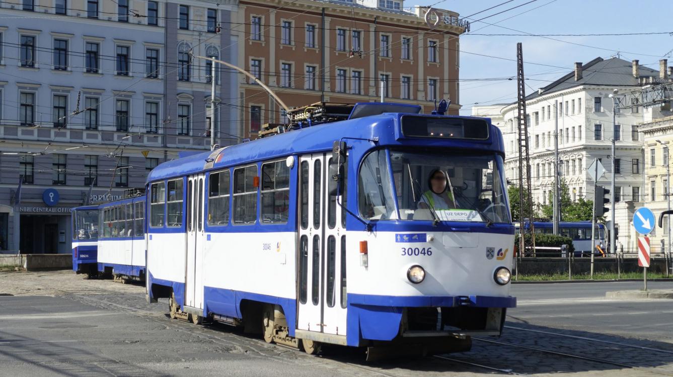 Riga : Tramway Tatra type T3A N° 30046 de 1977