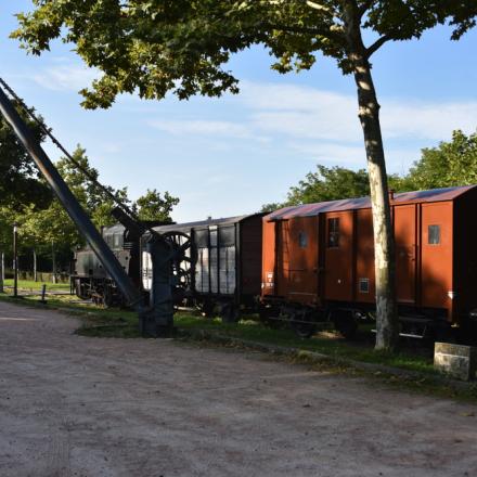JEP 2019 Ambert: Irène est présentée devant une rame de wagons - Photo Jean-Paul Lescat